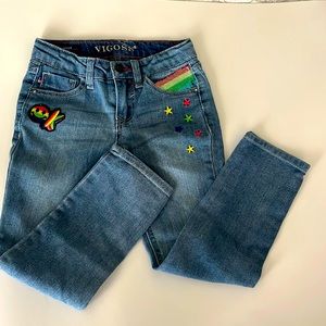 Vigoss Patchwork denim jeans girls size small 5/6 hardly worn perfect condition